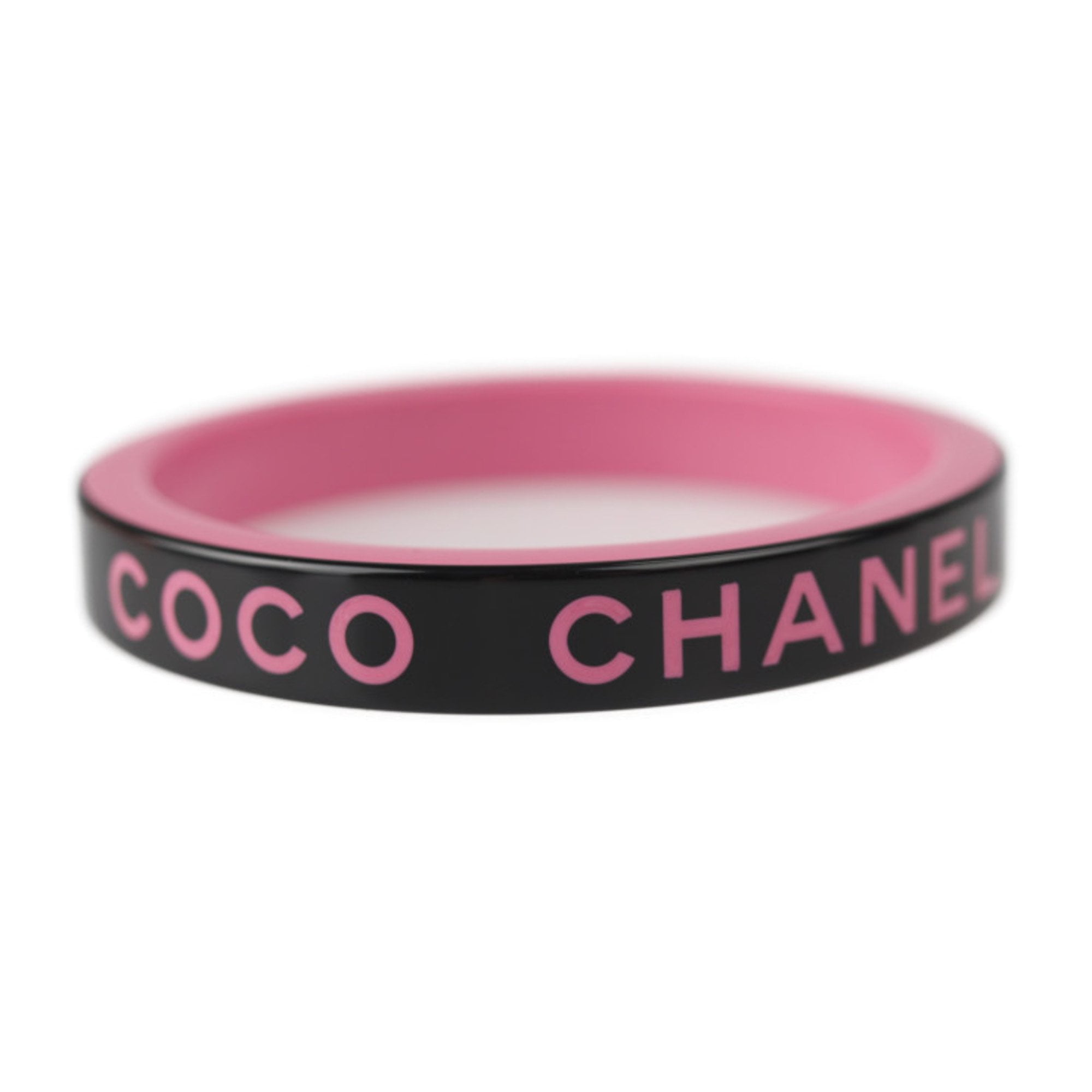 CHANEL Resin Logo Bangle Bracelet Pink Black 1337831 | FASHIONPHILE